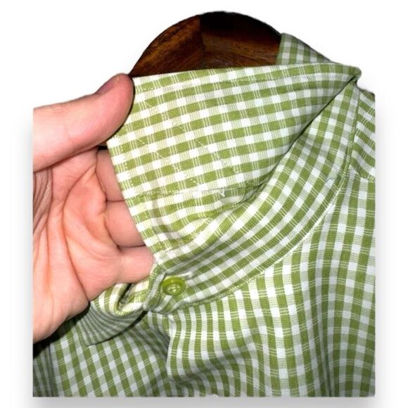 David Donahue Green Check Trim Fit Dress Shirt Size L 16.5 36 - Picture 5 of 12